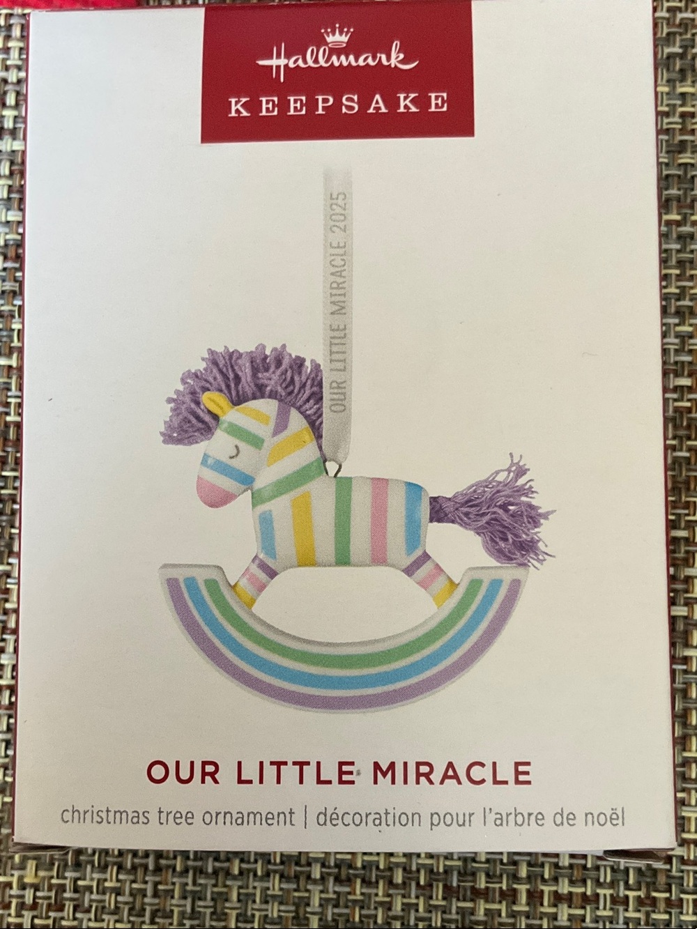 Hallmark Keepsake New baby Rainbow Striped Rocking Horse Ornament -NWT